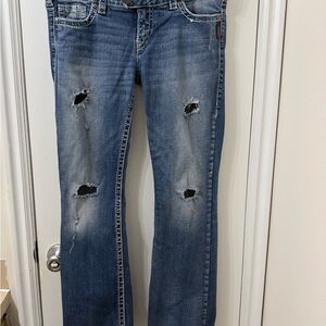 Women’s Silver Jeans Brand Blue Straight Leg Jeans Tuesday Style Sz W34/L33